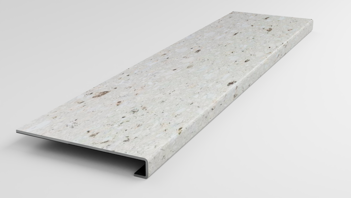 Bent White Terrazzo Stair Tread