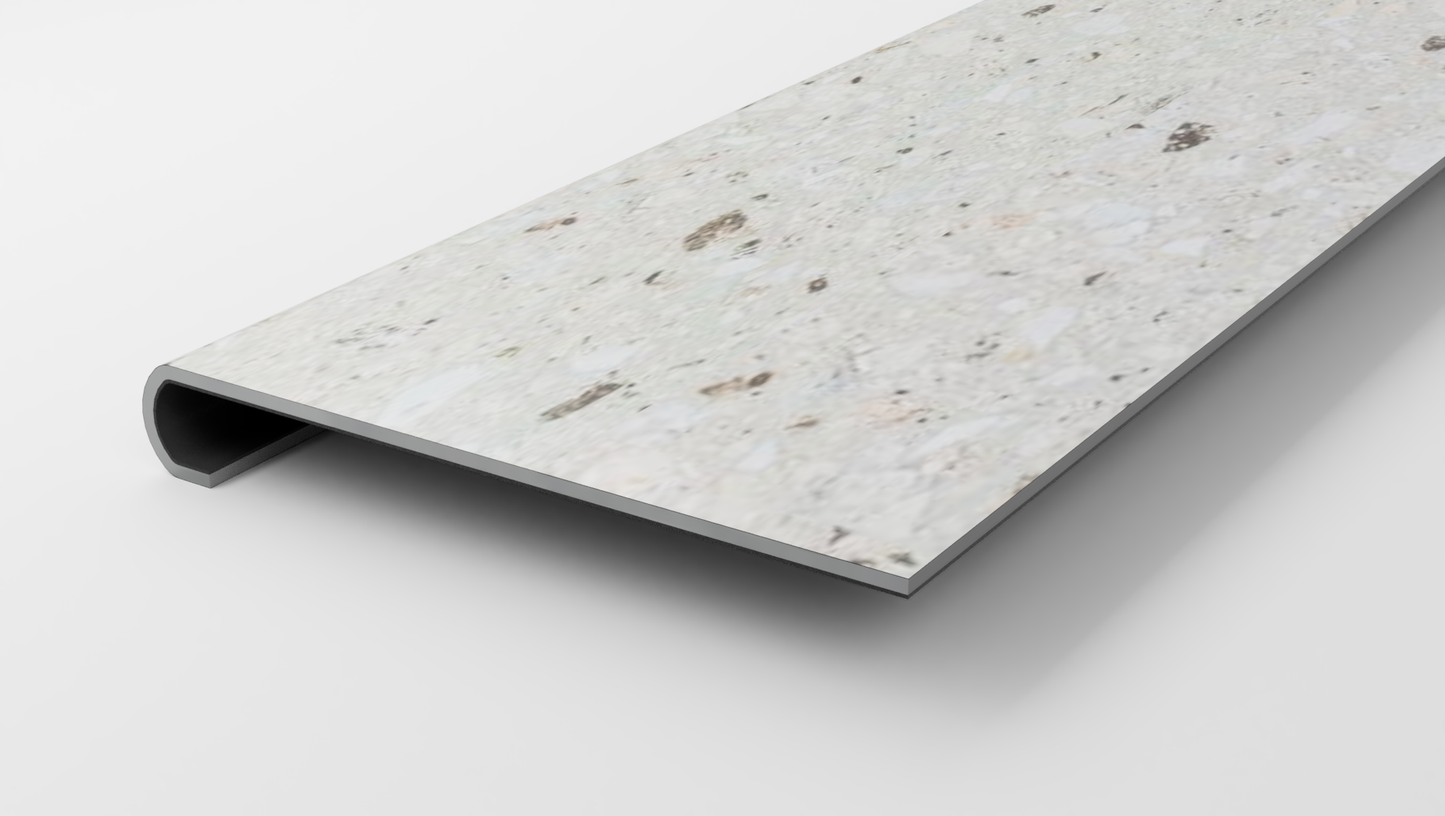 Bent White Terrazzo Stair Tread
