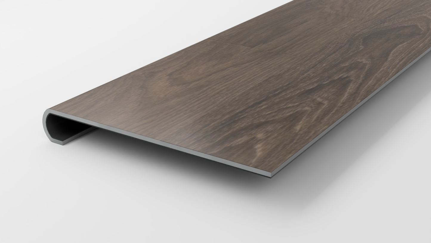 Floorte Classic | Pantheon HD Plus Natural Bevel | Charred Earth Stair Tread