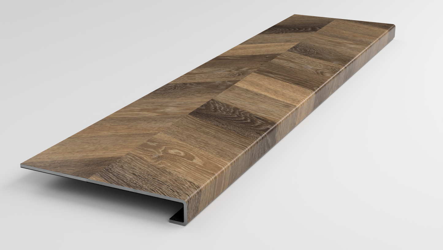 Knight Tile Rigid Core | Mid Limed Oak (Chevron) Stair Tread