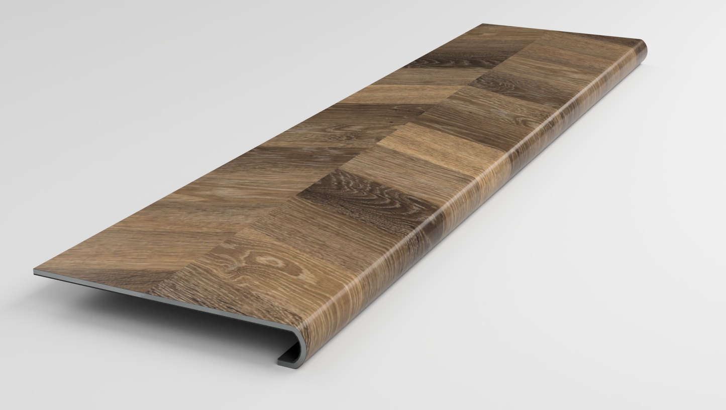 Knight Tile Rigid Core | Mid Limed Oak (Chevron) Stair Tread