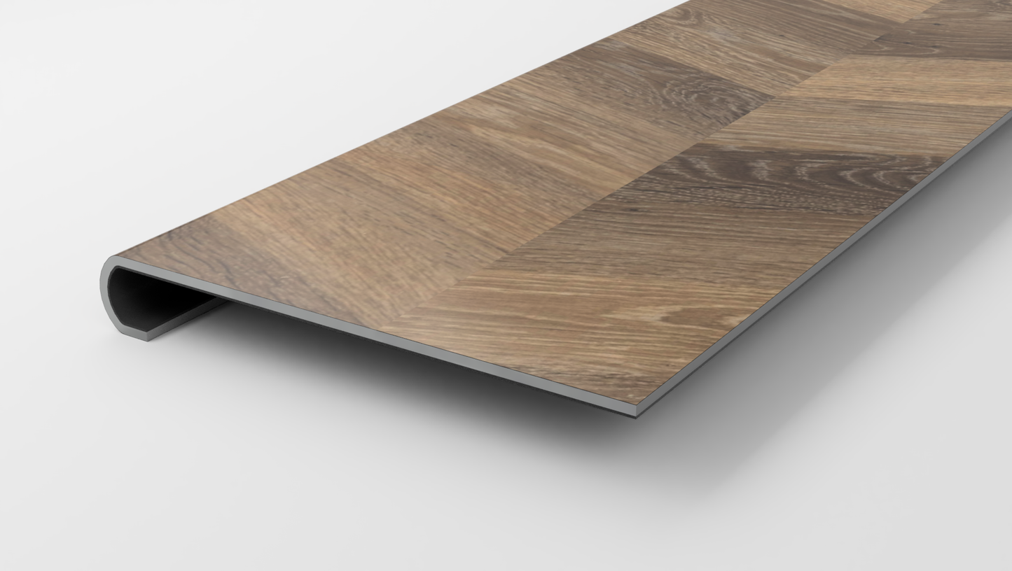 Knight Tile Rigid Core | Mid Limed Oak (Chevron) Stair Tread